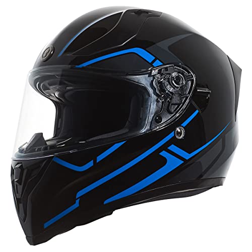 TORC T15 Full Face Motorcycle Helmet (Gloss Black Rush Blue)