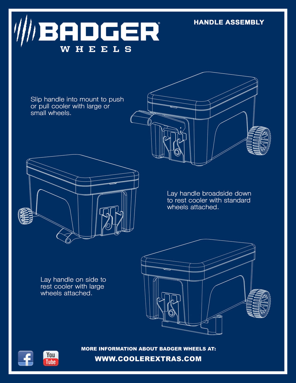 Badger Wheels - Rigid Handle/Stand for use with Single Axle