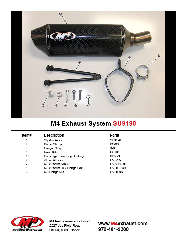 M4 Carbon Slip-On Exhaust for 2012-2016 Suzuki GSX-R1000