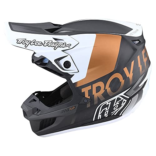 Troy Lee Designs SE5 Carbon Adult Motocross Dirt Bike Helmet W/MIPS, Qualifier (White / Bronze)