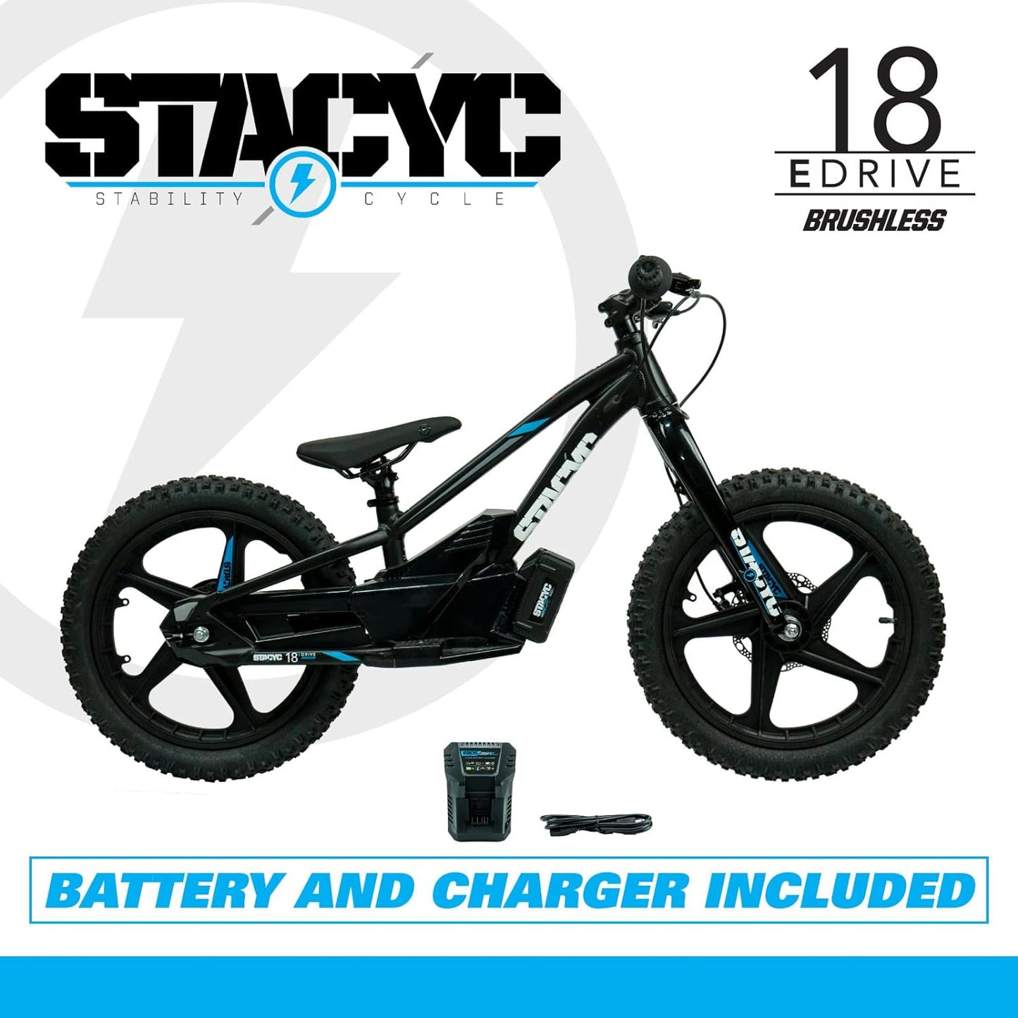 STACYC Brushless 18eDRIVE Electric Balance Bike for Kids Ages 8-10 Years Old