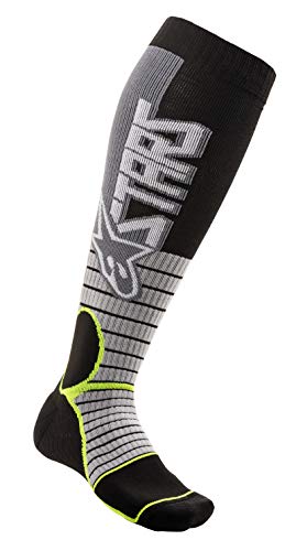 Alpinestars 4701520-905-L Mx Pro Socks Cool Grey/Yellow Lg