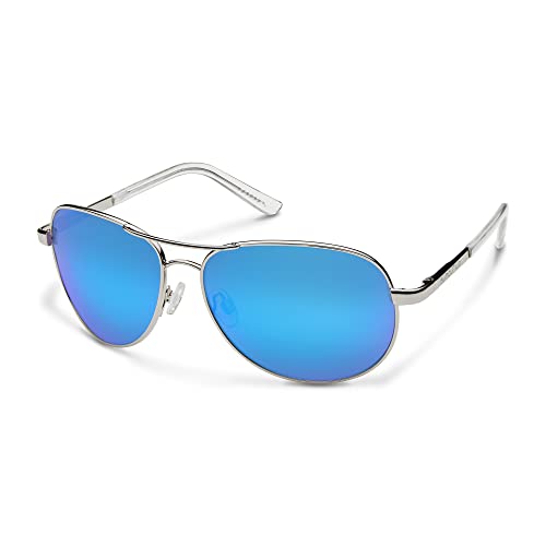 Suncloud Women's Aviator Metal Sunglasses - Silver | Polarized Blue Mirror