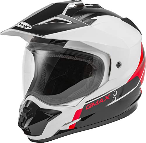 GMAX GM-11 Dual Sport Adventure Motorcycle Helmet (Black/White/Red)